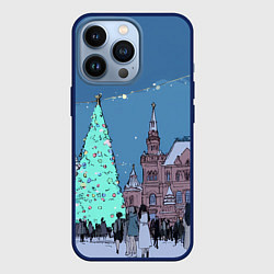 Чехол для iPhone 13 Pro Новогодняя елка в центре Москвы, цвет: 3D-тёмно-синий