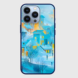 Чехол для iPhone 13 Pro Новогодние Московские домики, цвет: 3D-тёмно-синий