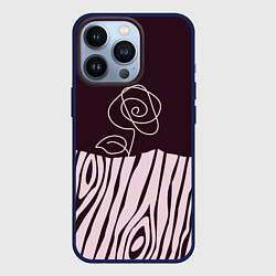 Чехол для iPhone 13 Pro Роза на текстуре дерева, цвет: 3D-тёмно-синий