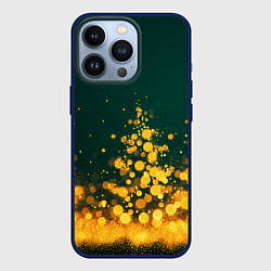Чехол для iPhone 13 Pro Новогодние елочки из боке, цвет: 3D-тёмно-синий