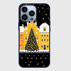 Чехол для iPhone 13 Pro Новогодняя ночь в городе, цвет: 3D-тёмно-синий