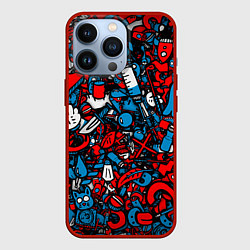 Чехол для iPhone 13 Pro Стикербомбинг, цвет: 3D-красный