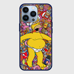Чехол для iPhone 13 Pro Обжора Гомер, цвет: 3D-тёмно-синий