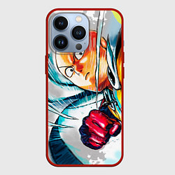 Чехол для iPhone 13 Pro One Punch Man Rage, цвет: 3D-красный