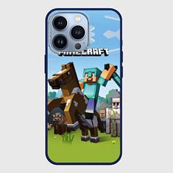 Чехол для iPhone 13 Pro Minecraft Rider, цвет: 3D-тёмно-синий