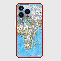 Чехол для iPhone 13 Pro Карта мира - политическая, цвет: 3D-красный