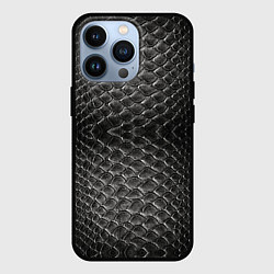 Чехол для iPhone 13 Pro Черная кожа, цвет: 3D-черный