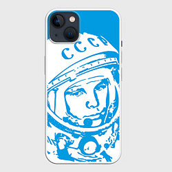 Чехол для iPhone 14 Plus Гагарин: CCCP, цвет: 3D-белый
