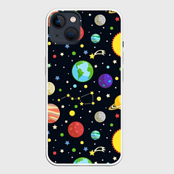 Чехол для iPhone 14 Plus Солнечная система, цвет: 3D-белый