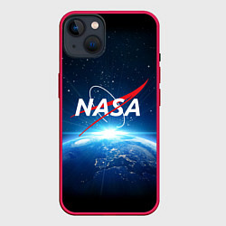 Чехол для iPhone 14 Plus NASA: Sunrise Earth, цвет: 3D-малиновый