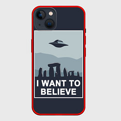 Чехол для iPhone 14 Plus I want to believe, цвет: 3D-красный