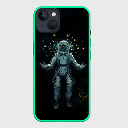 Чехол для iPhone 14 Plus Космонавт, цвет: 3D-мятный