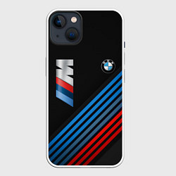 Чехол для iPhone 14 Plus BMW STRIPE, цвет: 3D-белый