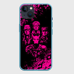 Чехол для iPhone 14 Plus JOJO BIZARRE ADVENTURE ПЕРСОНАЖИ, цвет: 3D-голубой
