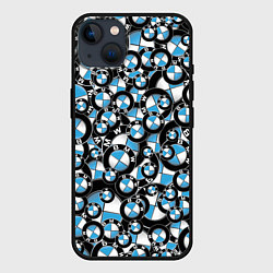 Чехол для iPhone 14 Plus BMW PATTERN LOGO, цвет: 3D-черный