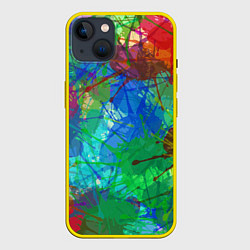 Чехол для iPhone 14 Plus Разноцветные кляксы, цвет: 3D-желтый