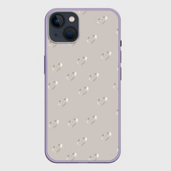 Чехол для iPhone 14 Plus Серебряные сердечки на сером фоне, цвет: 3D-серый
