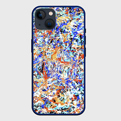 Чехол для iPhone 14 Plus Летний красочный паттерн, цвет: 3D-тёмно-синий