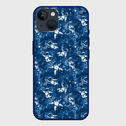 Чехол для iPhone 14 Plus Космонавт с котом, цвет: 3D-тёмно-синий