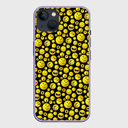 Чехол для iPhone 14 Plus Шарики эмодзи на черном, цвет: 3D-серый