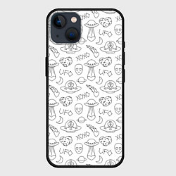 Чехол для iPhone 14 Plus Влюбленные пришельцы в бесконечном космосе, цвет: 3D-черный