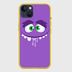 Чехол для iPhone 14 Plus Глупое лицо монстра, цвет: 3D-желтый