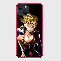 Чехол для iPhone 14 Plus Джорно Джованна на фоне звездочек из ДжоДжо, цвет: 3D-малиновый