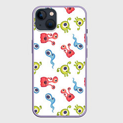 Чехол для iPhone 14 Plus Мультяшные инопланетяне, цвет: 3D-серый