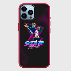 Чехол для iPhone 14 Pro Max JoJo: Star Platinum, цвет: 3D-малиновый