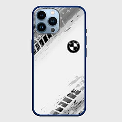 Чехол для iPhone 14 Pro Max BMW ПРОТЕКТОР ШИН, цвет: 3D-тёмно-синий