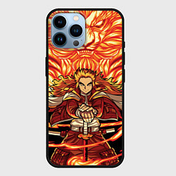 Чехол для iPhone 14 Pro Max Пламенный столб Ренгоку Кенджуро, цвет: 3D-черный