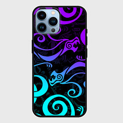 Чехол для iPhone 14 Pro Max НЕОНОВОЕ ТАТУ ДРАКЕНА УЗОР, цвет: 3D-черный
