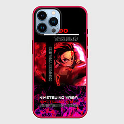 Чехол для iPhone 14 Pro Max Тандзиро Камадо в огне Komatsu, цвет: 3D-малиновый