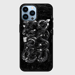 Чехол для iPhone 14 Pro Max Чб Блестящая Змея Snake Shine, цвет: 3D-черный