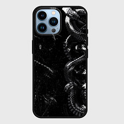 Чехол для iPhone 14 Pro Max Змеиный Паттерн Snake Black, цвет: 3D-черный