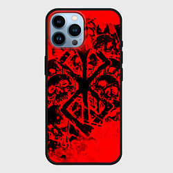 Чехол для iPhone 14 Pro Max КЛЕЙМО ЖЕРВЫ И ЧЕРЕПА БЕРСЕРК, цвет: 3D-черный