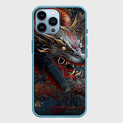 Чехол для iPhone 14 Pro Max Дракон Irezumi, цвет: 3D-голубой