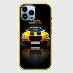 Чехол для iPhone 14 Pro Max Американский спорткар 1970 года Camaro SS, цвет: 3D-желтый