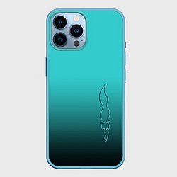 Чехол для iPhone 14 Pro Max Силуэт лисы на градиентном фоне, цвет: 3D-голубой