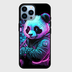 Чехол для iPhone 14 Pro Max Панда в неоновом свете, цвет: 3D-черный