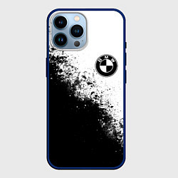 Чехол для iPhone 14 Pro Max BMW - black and white, цвет: 3D-тёмно-синий