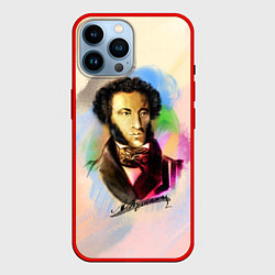 Чехол для iPhone 14 Pro Max А Пушкин, цвет: 3D-красный