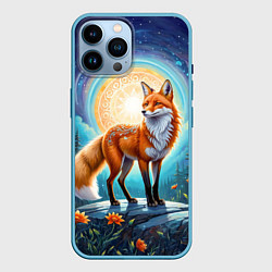 Чехол для iPhone 14 Pro Max Мистическая лиса тотем лисы, цвет: 3D-голубой