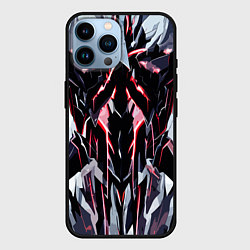 Чехол для iPhone 14 Pro Max Чёрно-красная агрессивная абстракция на белом фоне, цвет: 3D-черный