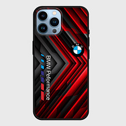Чехол для iPhone 14 Pro Max BMW geometry stripes red, цвет: 3D-черный