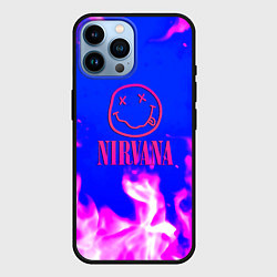Чехол для iPhone 14 Pro Max Nirvana neon flame, цвет: 3D-черный