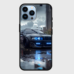 Чехол для iPhone 14 Pro Max BMW синие фары дождливая погода, цвет: 3D-черный