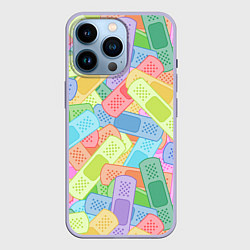 Чехол для iPhone 14 Pro Цветные пластыри, цвет: 3D-светло-сиреневый