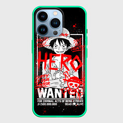 Чехол для iPhone 14 Pro One Piece: Разыскивается Манки Д Лаффи, цвет: 3D-мятный