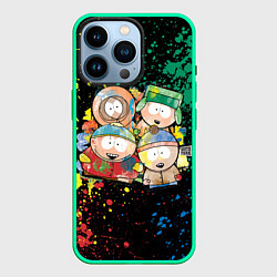 Чехол для iPhone 14 Pro Мультфильм Южный парк персонажи South Park, цвет: 3D-мятный